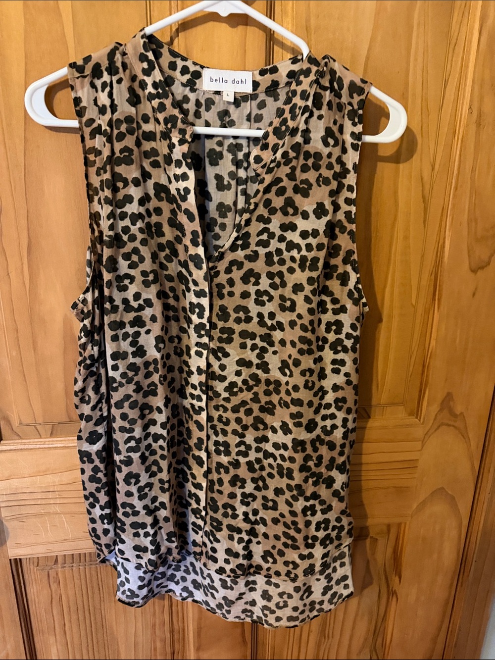 Bella Dahl Tan and Black Leopard Print Sleeveless Camisole
